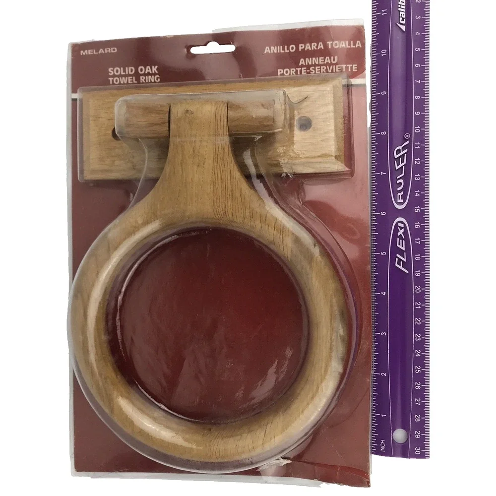 Vintage Solid Oak Towel Ring Wood Wall Mounted Melard 1995 New Old Stock NOS